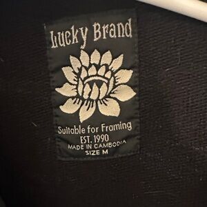 Lucky Brand Black Floral Embroidered Top